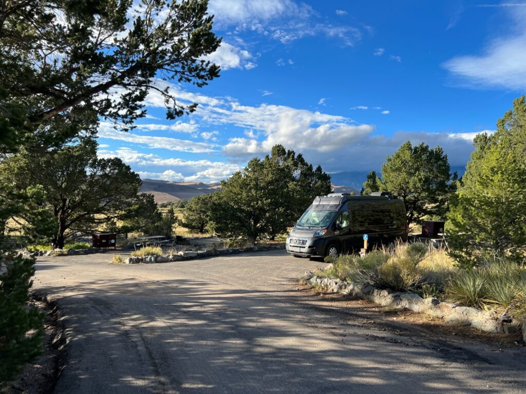 A picture of our camper van at the campground