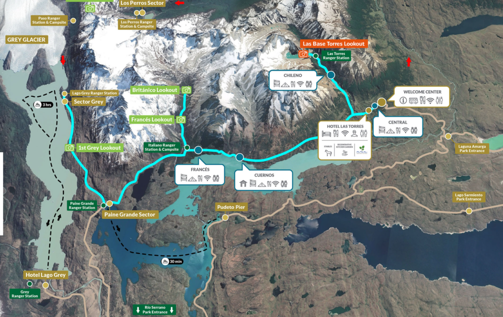 Map of the W Trek Circuit